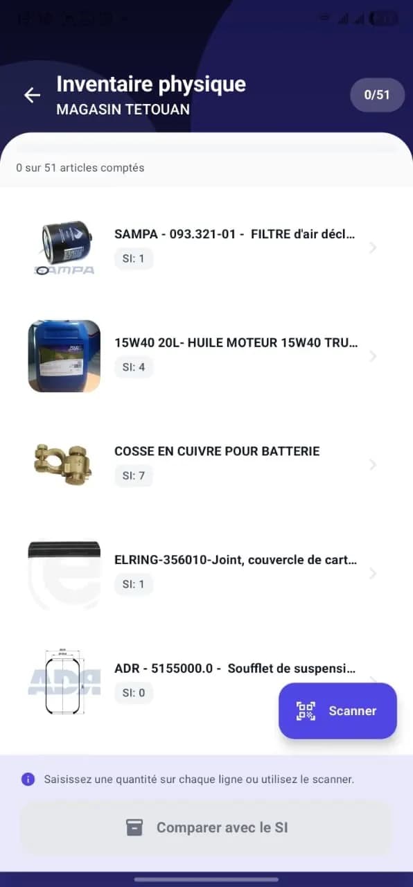 Mainsuits, gestion des stocks et de la maintenance - Inventaire mobile